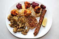 Platter with Chicken Boti, Chicken Shawarma, Seekh kabab chicken, Chicken 65, Chapli Kabab